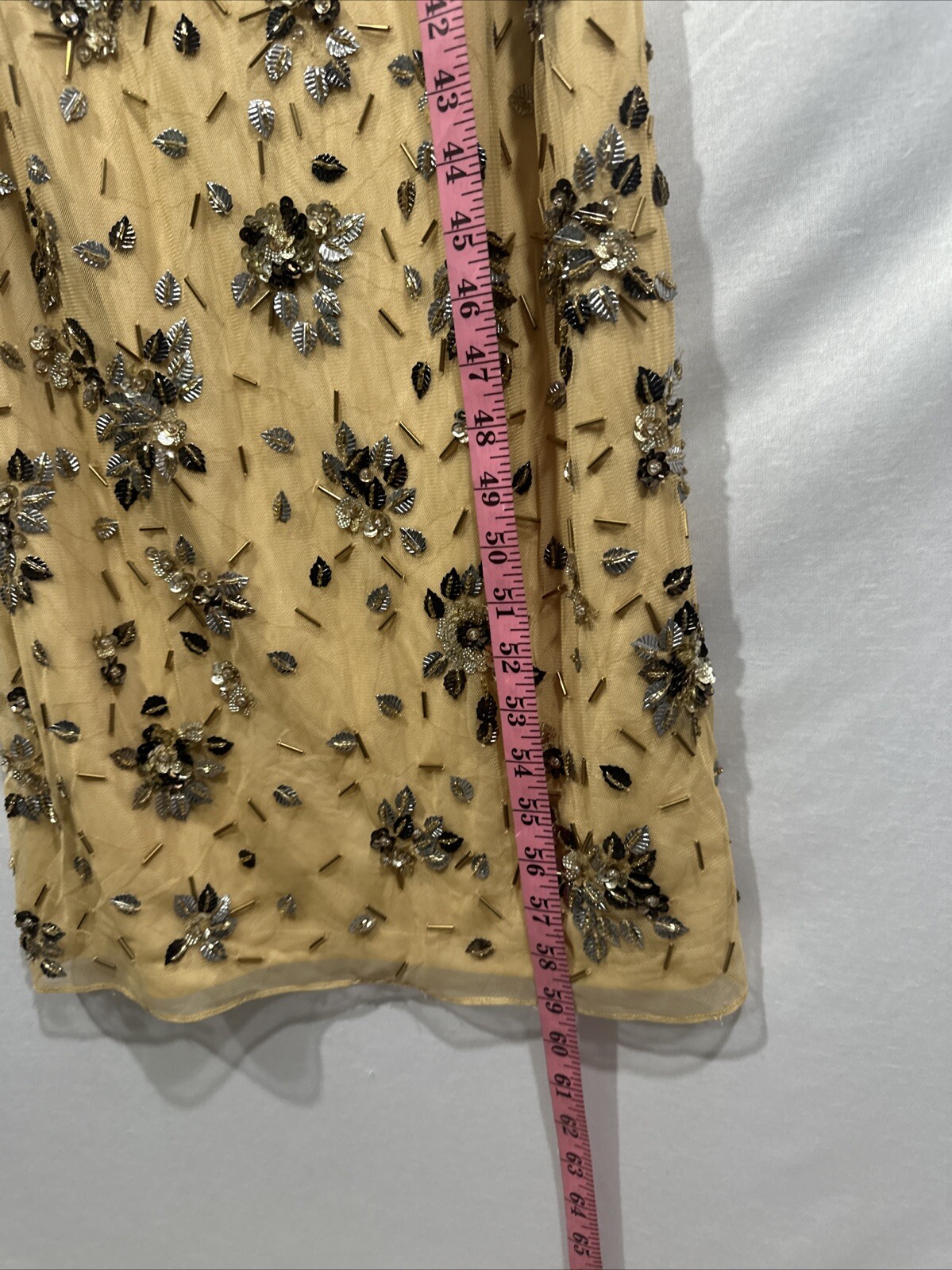 NWT $598 Mac Duggal [ 6 ] 5477 Floral Embellished Scoop Neck Gown Gold S1620