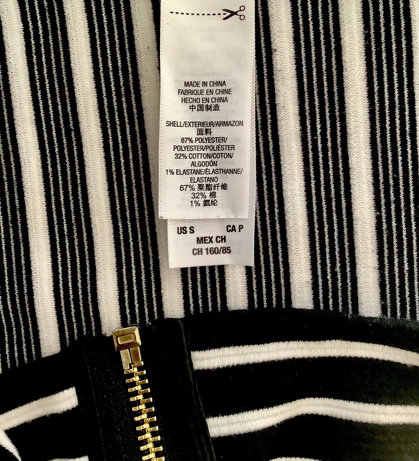 JUICY COUTURE FITTED STRIPE PONTE DRESS Expose Zipper Bodycon Mini BLACK ANGEL S