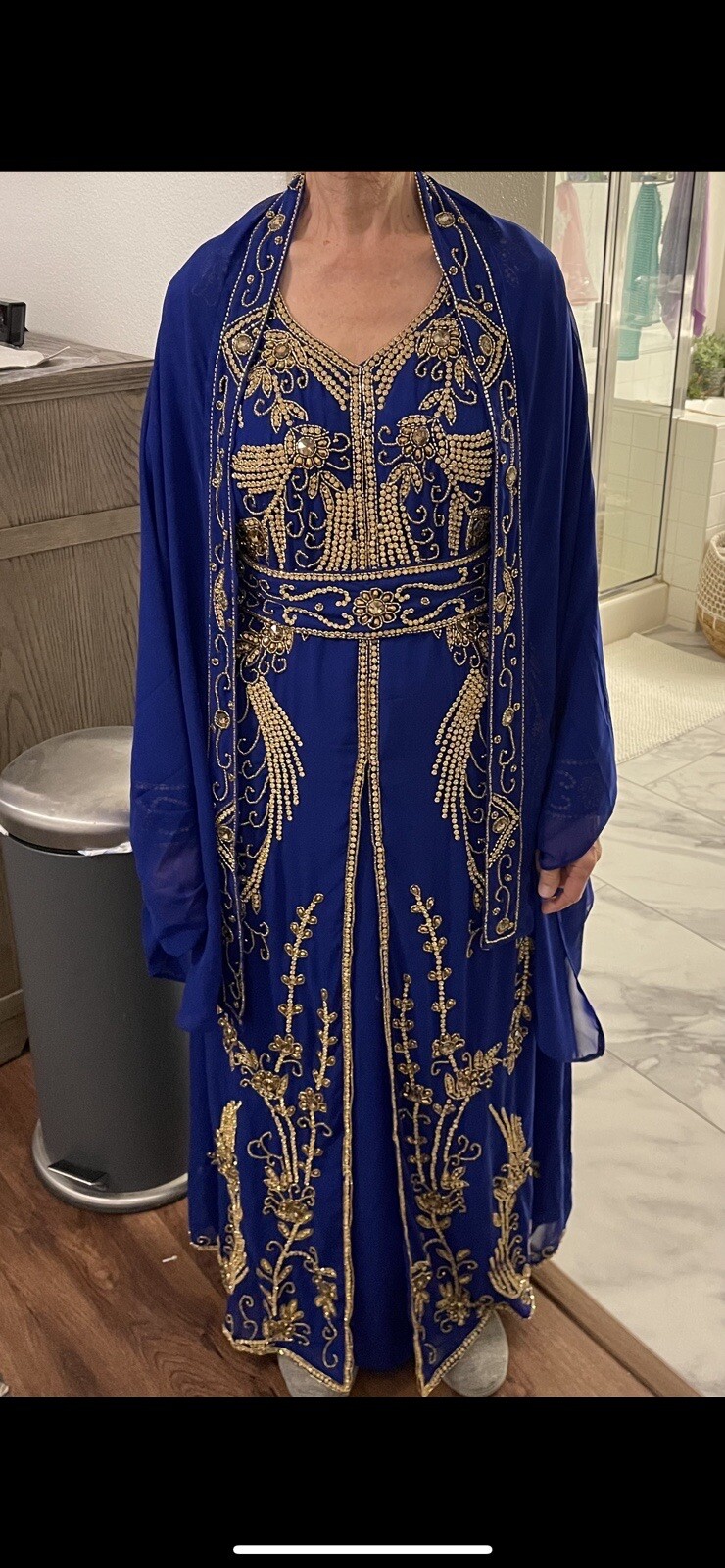 Women’s Kaftan| Hand Beaded Floor Length (56 inches)| Sz S| NEW