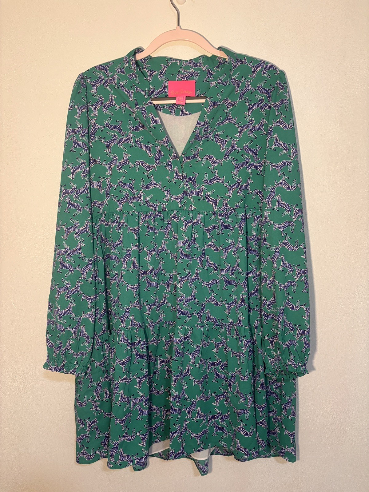 Lilly Pulitzer Winona Stretch Dress Everglades Green Heebee Zeebees Zebra Size M