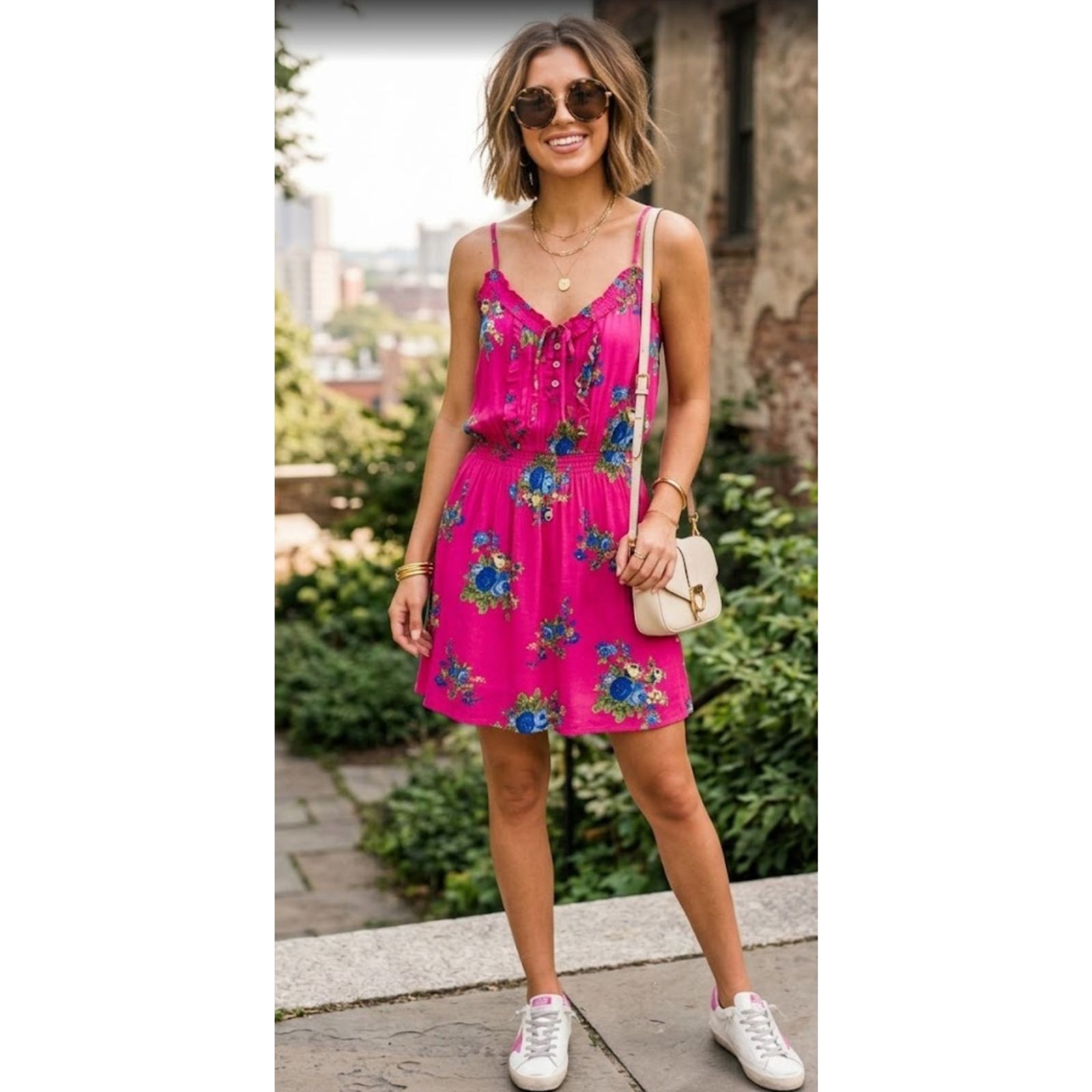 New Abercrombie & Fitch Floral Sleeveless Button Top Mini Dress Women’s Size XS