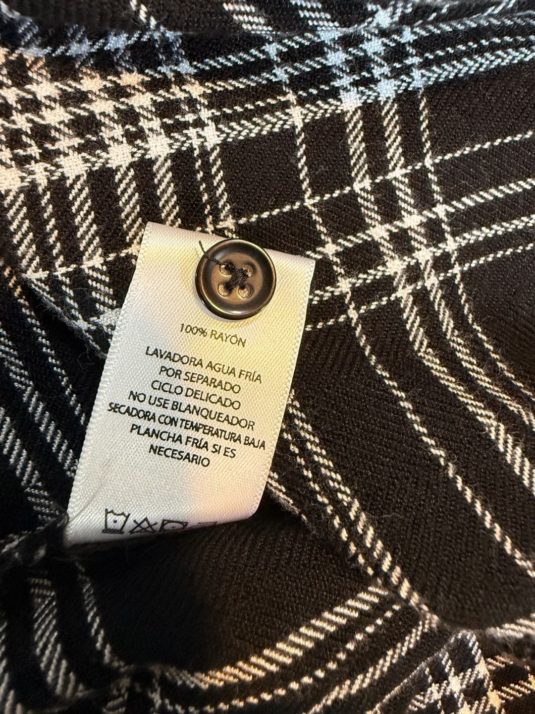 BLL NYC Black and White Plaid Button-Down Roll-Tab Sleeve Shirt Dress