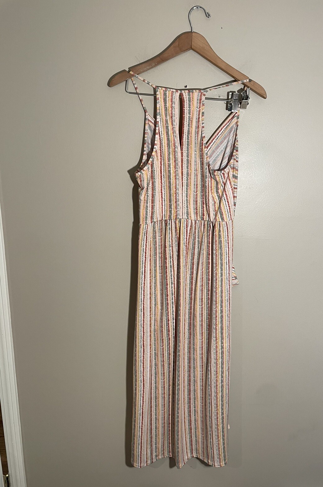 BCBGeneration Della Midi Dress Women’s Small Spaghetti Strap Stripes Pockets