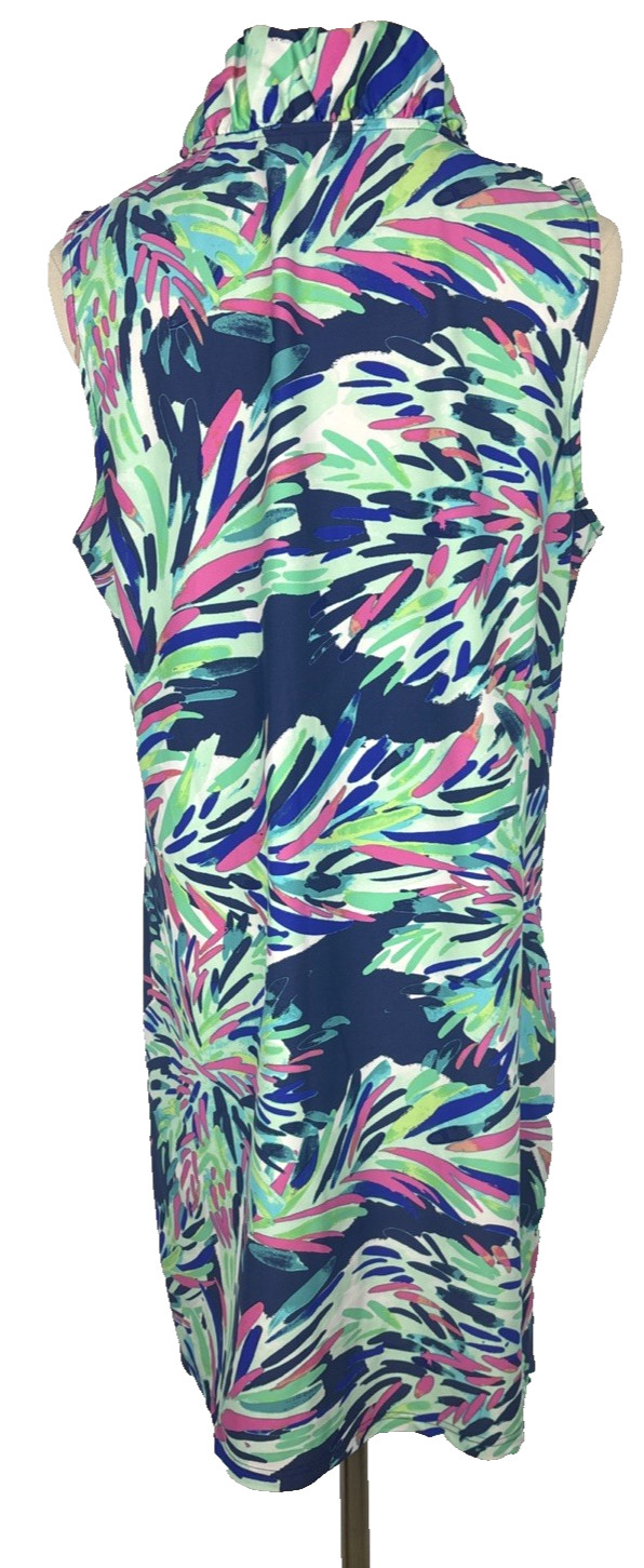 Aryeh Dress Ruffle Neck Size XL Knee Length Sleeveless Dress Multicolor V Neck