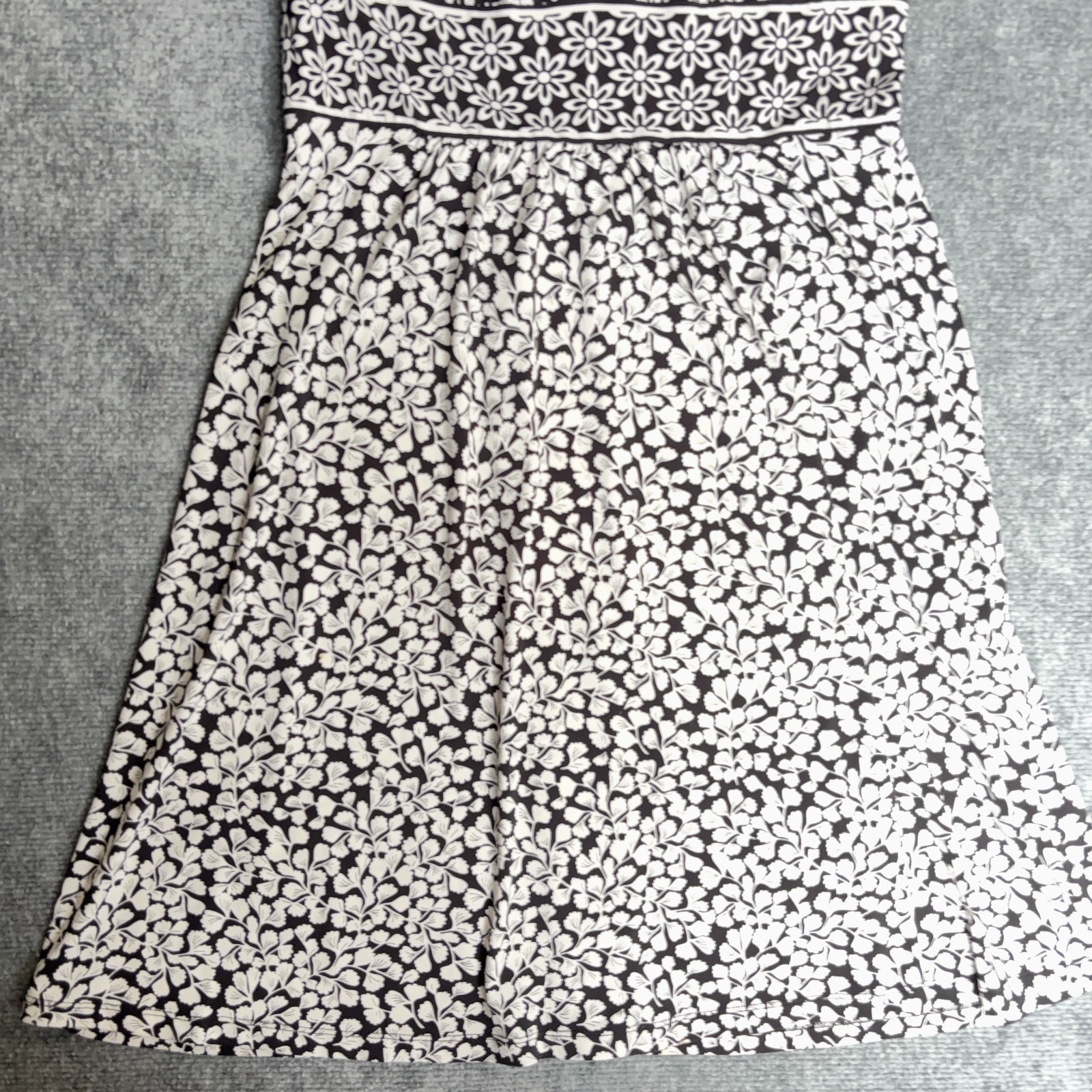 Wisp Floral Sleeveless Knee Length Dress Black White Empire Waist US Womens 8