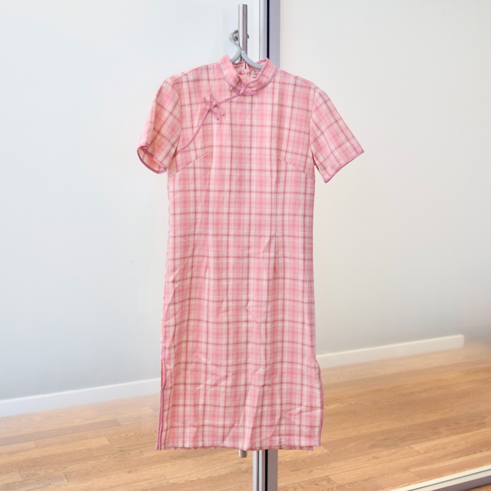 Pink White Plaid Qipao Dress – Chinese Traditional Cheongsam