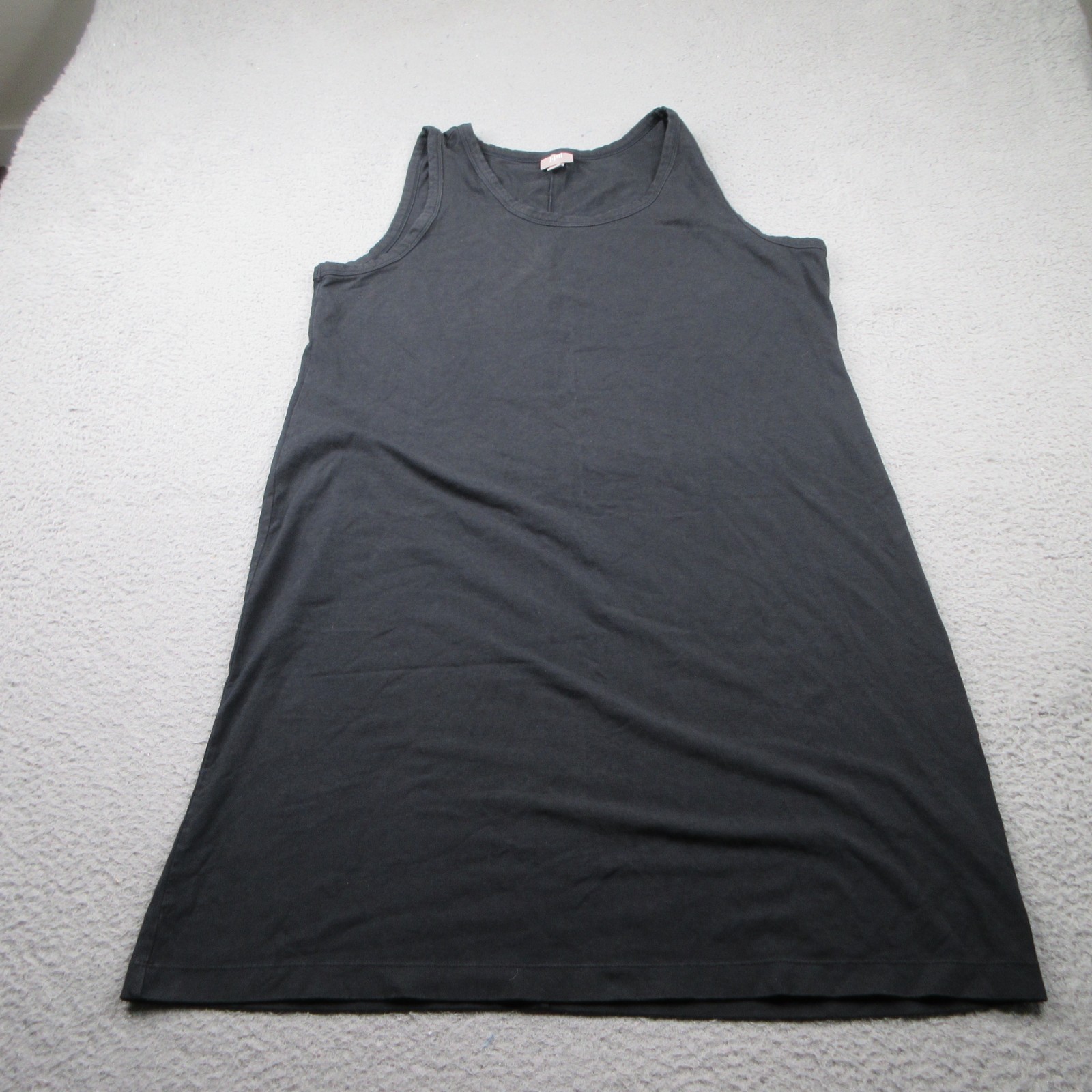 J. Jill Tank Shirt Dress Womens Large Black Pima Cotton Sleeveless Mini