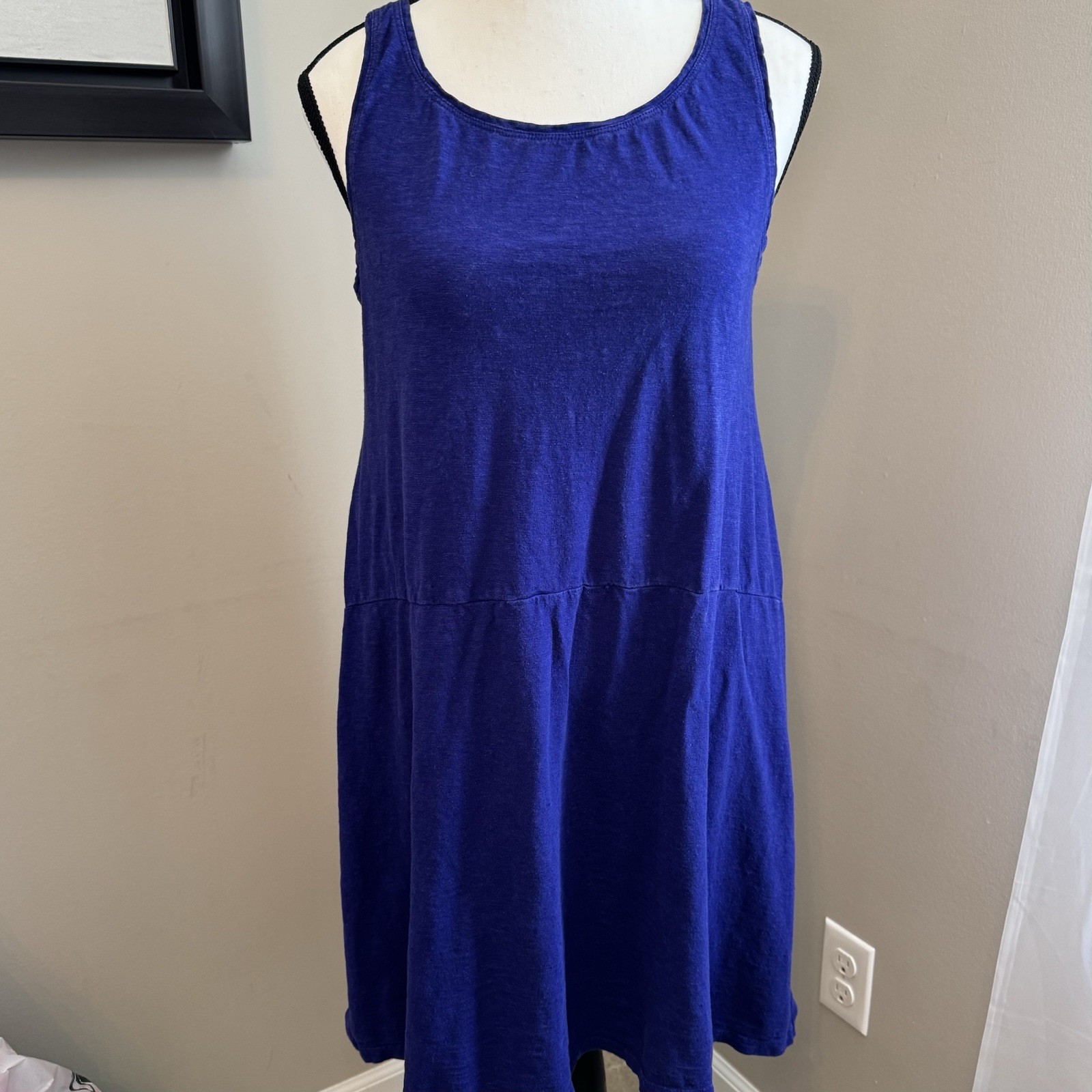 Eileen Fisher Petite Medium Hemp Organic Cotton Sleeveless Blue Dress