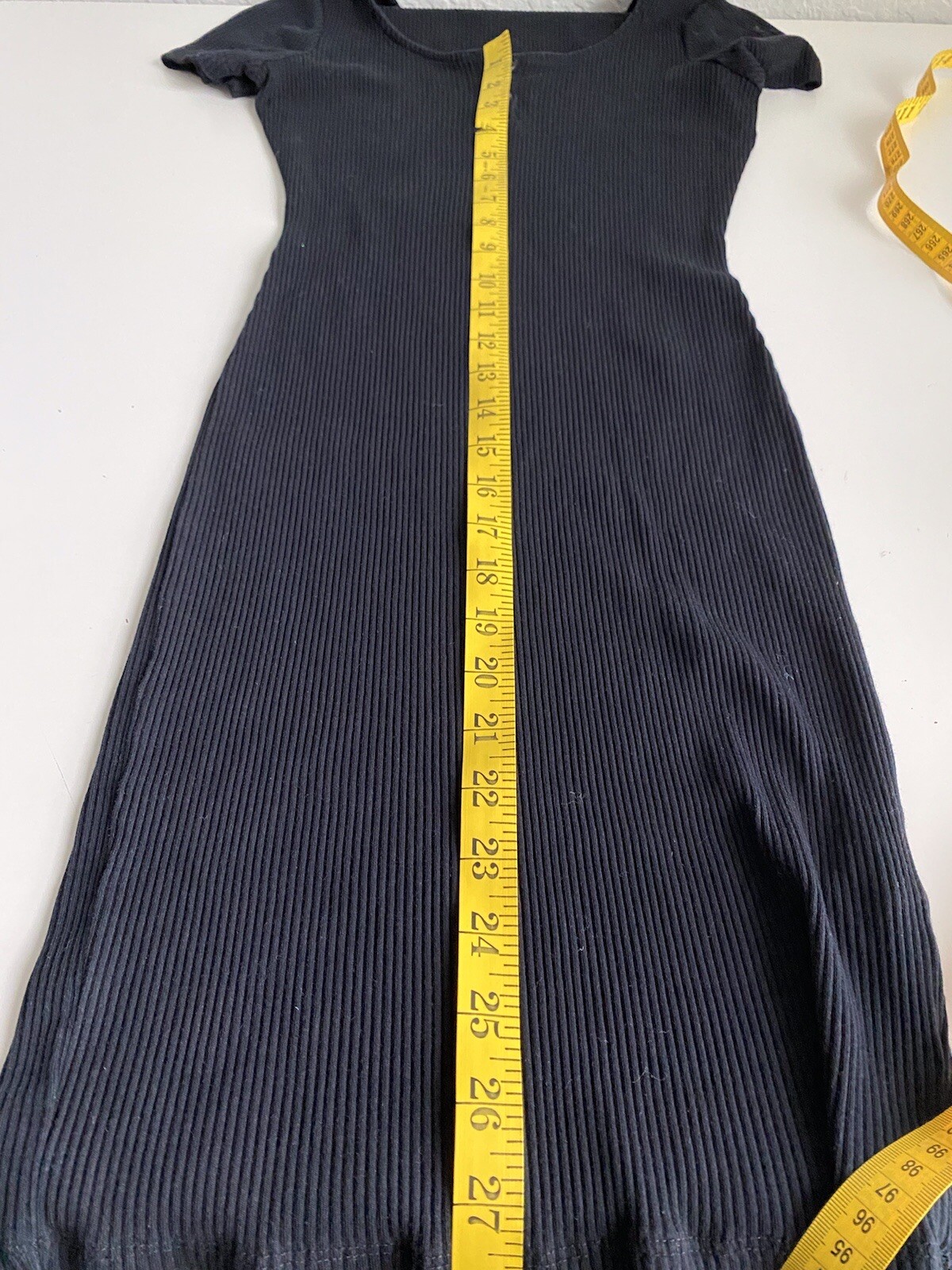 Coton:On Button Front Short Sleeve Ribbed Mini Dress In Black Size XS Check Pic