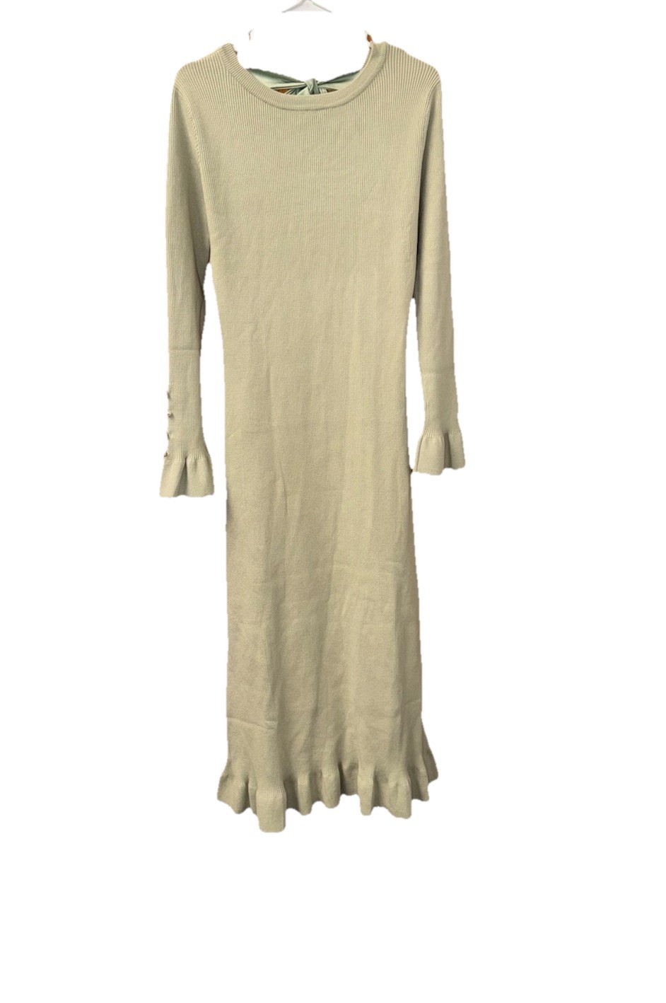 NWT Able USA 2025 Spring Collection Open Bow Back Maxi Dress Sage Green Large L