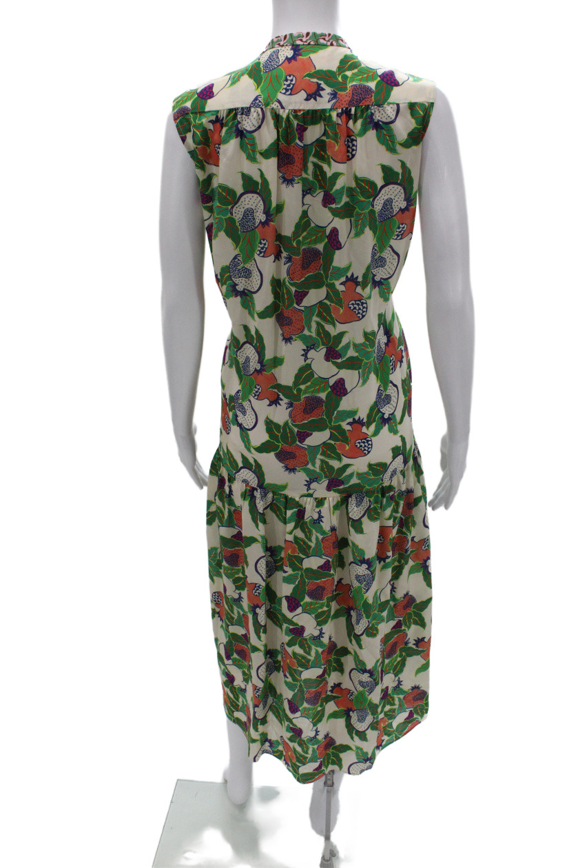 Saloni Womens Silk Maxi Dress Floral High Neck Sleeveless Knee Multi Size 6