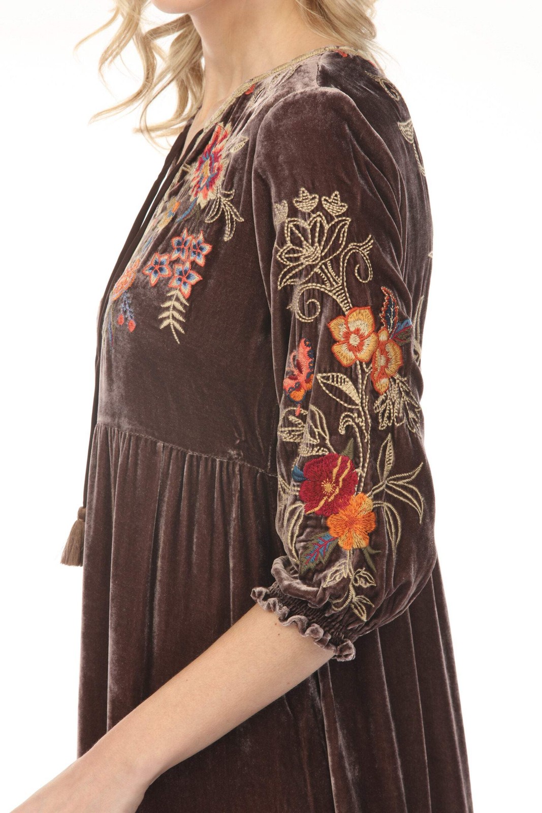 Johnny Was JWLA Taline Velvet Boho Midi Dress Petite Size J33124-0