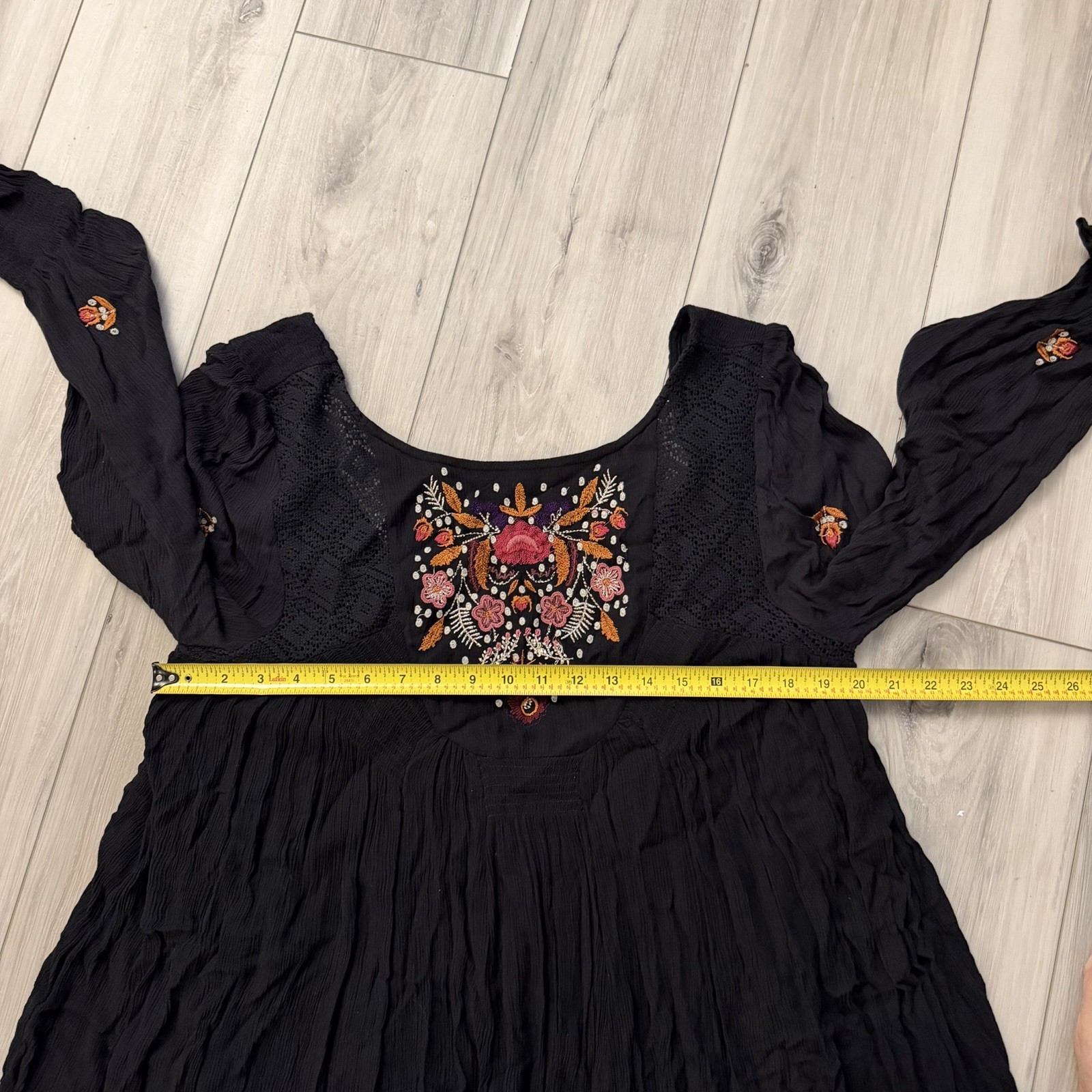 Free People Mohave Mini Dress Black Embroidered Festival Boho Women’s Medium