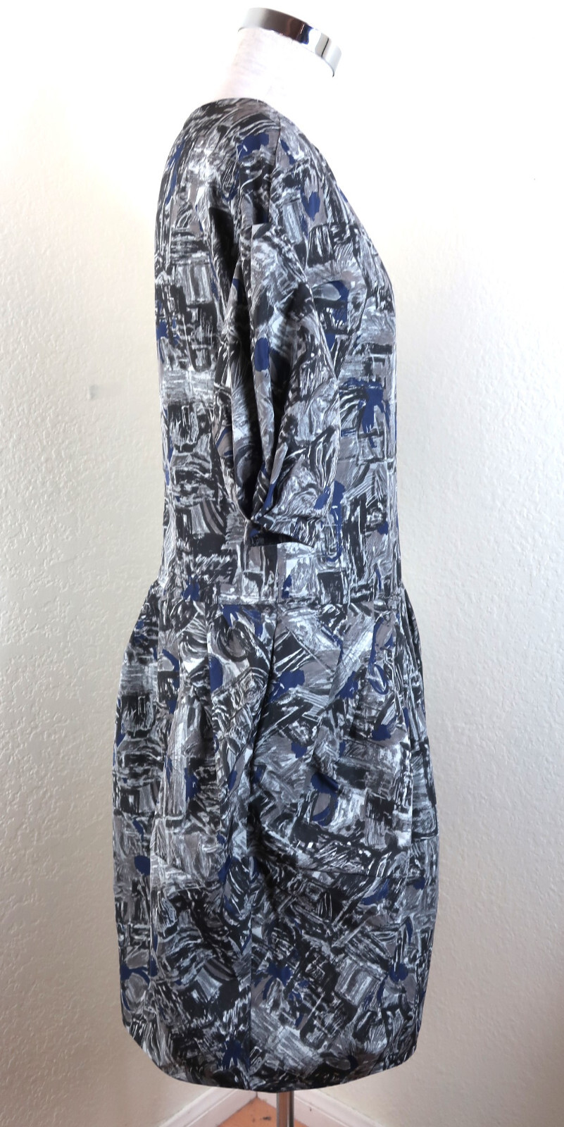 MARNI Grey Puff Sleeves Balloons Polyester Sheath Mini Dress Small Med 40 6 7 8