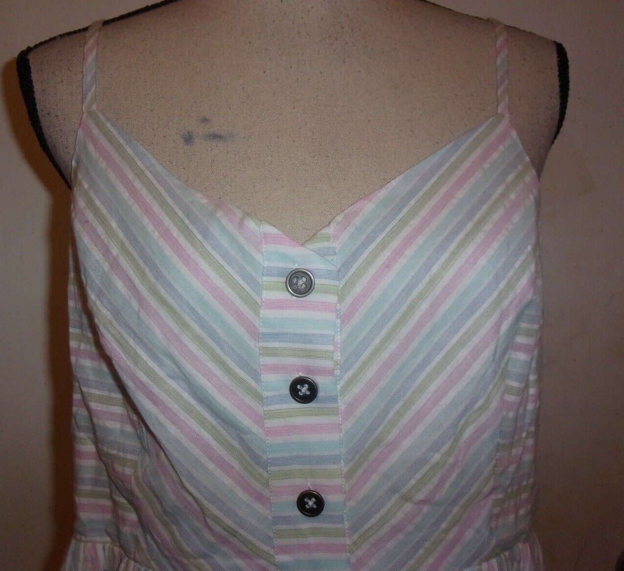 ModCloth Pastel Striped Button Down Spaghetti Strap Dress Sizes S, M or L (C64)