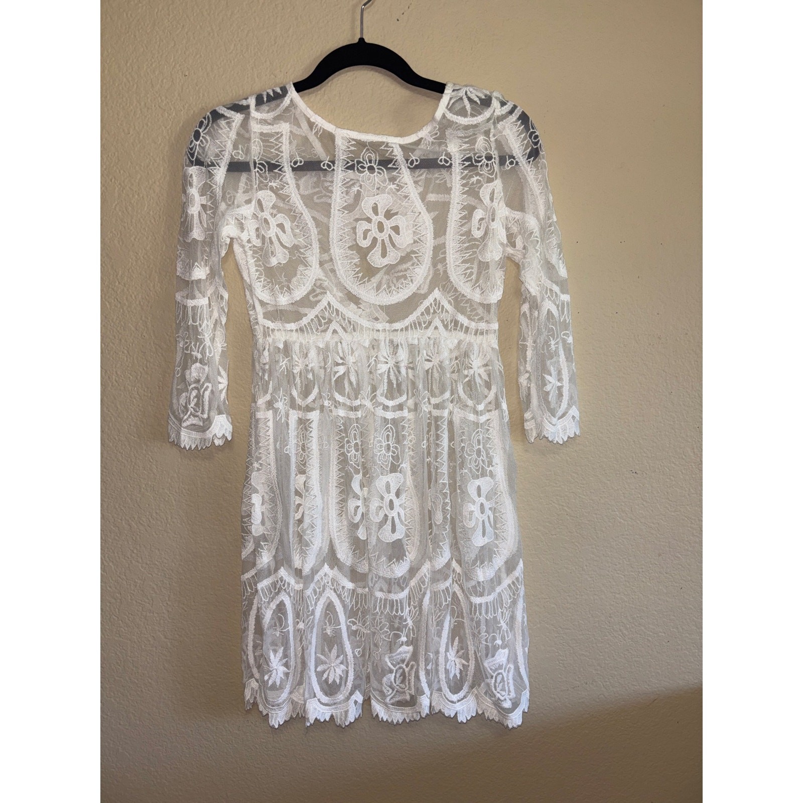 Free People White Sheer Floral Long Sleeve