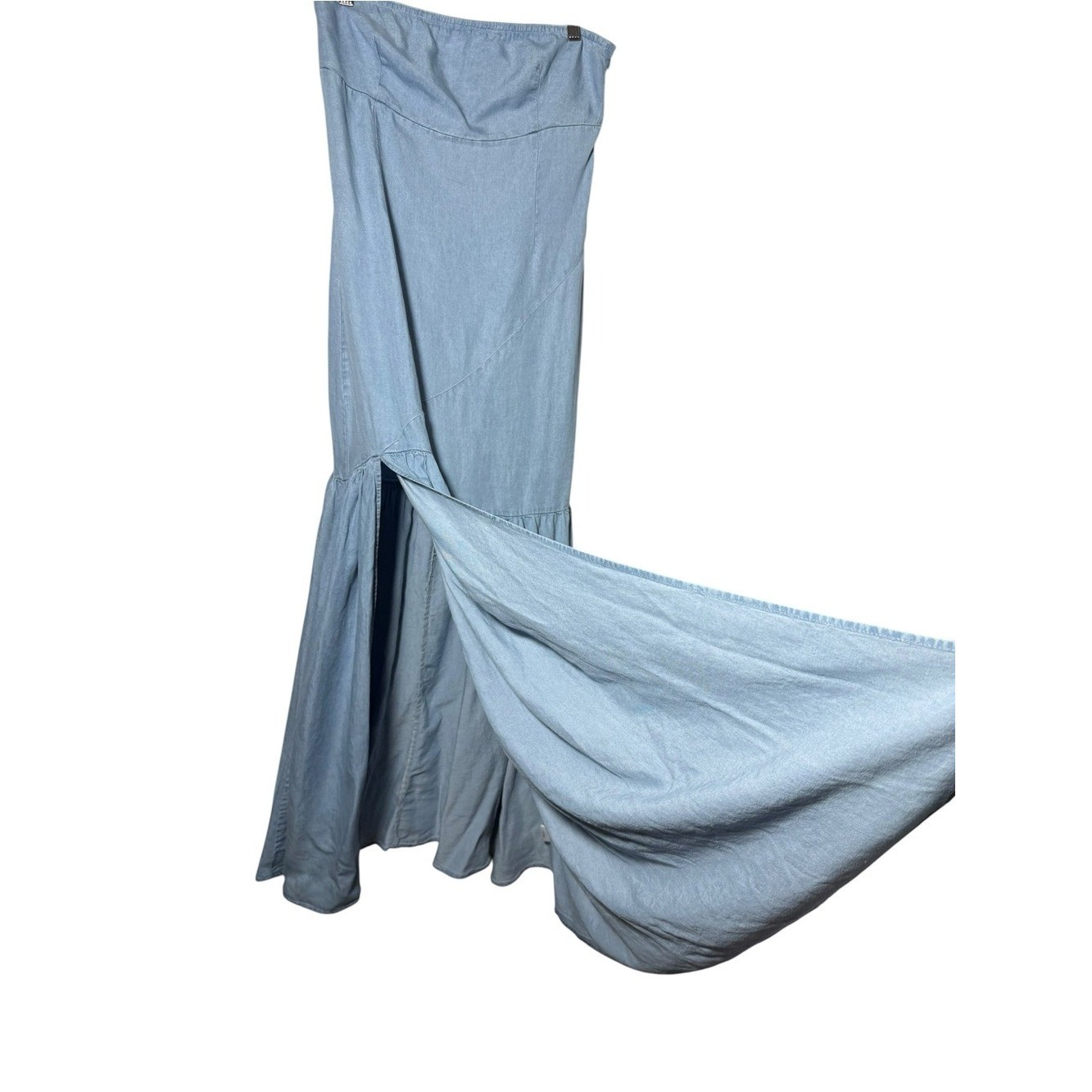 Vici Open Sky Strapless Chambray Maxi Dress Size Large