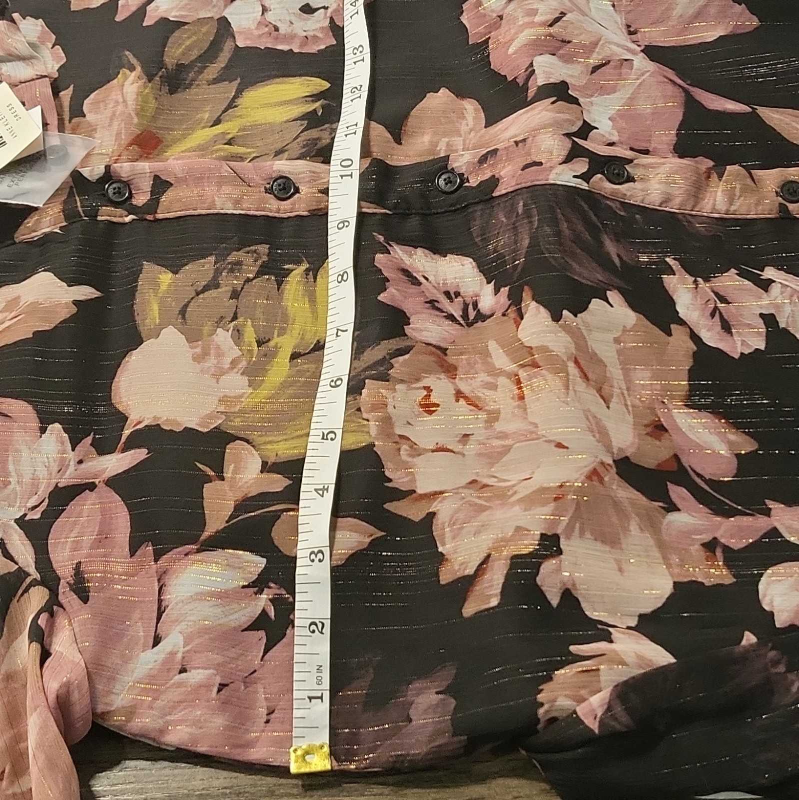 Anne Klein Floral Chiffon Collared Button Front Long Sleeve Belted Dress 2