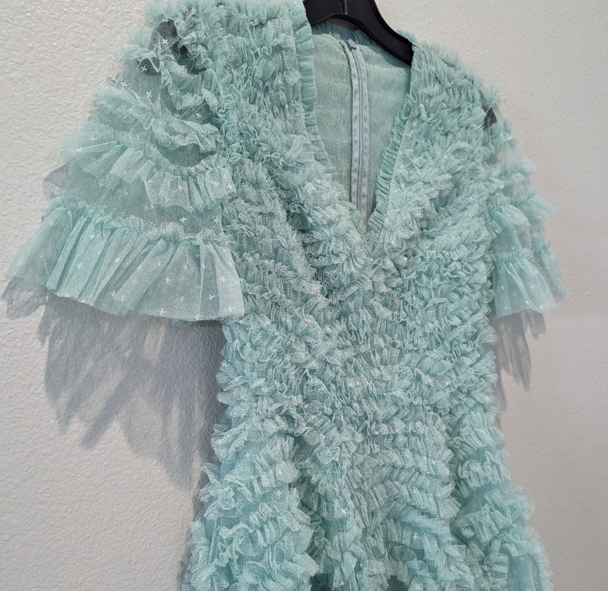 Needle & Thread Verity Ruffle Mini Dress Size 2 Green NEW with Tags