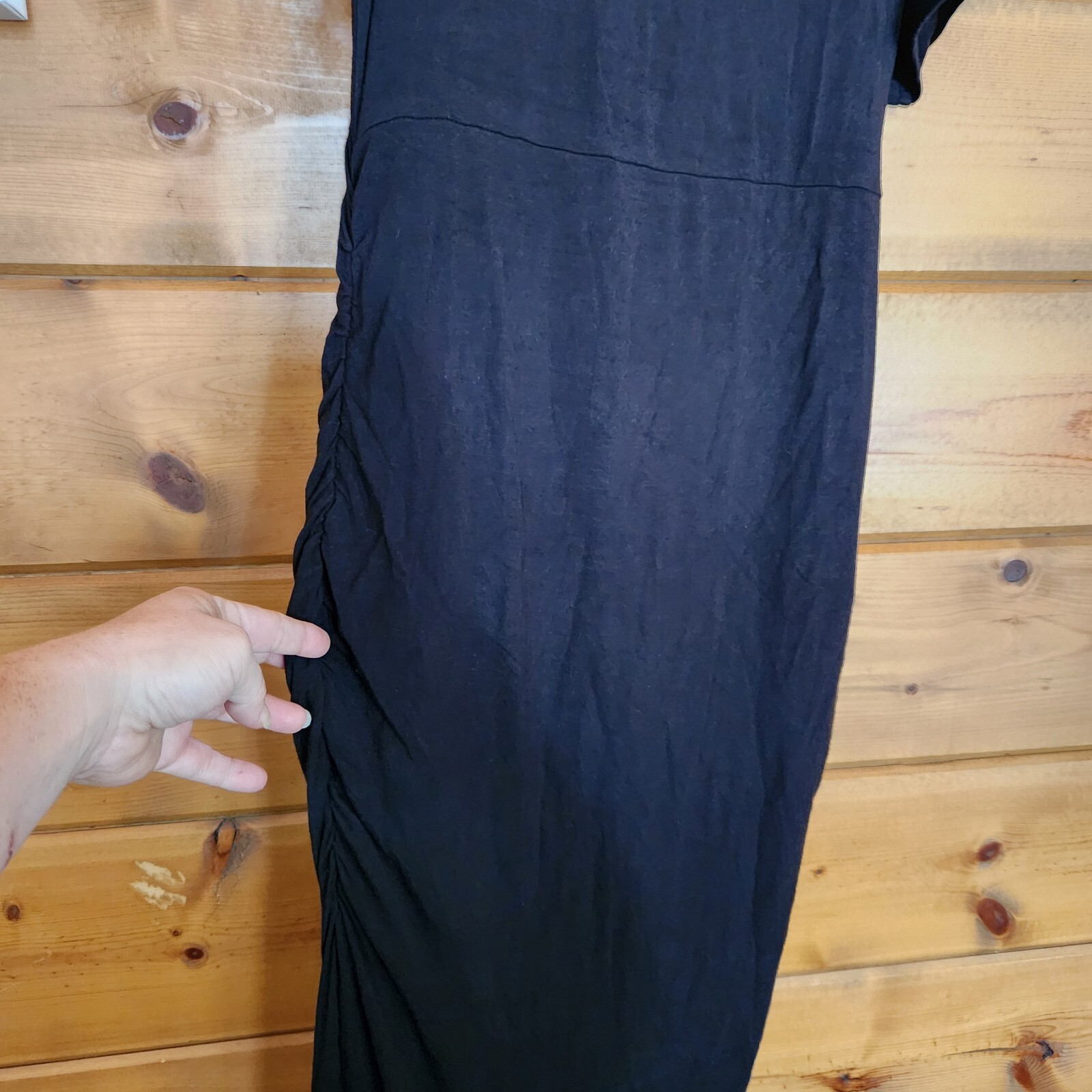 KIMI + KAI Abigail Trumpet Maxi Ruched Black Off Shoulder Maternity Dress Size S