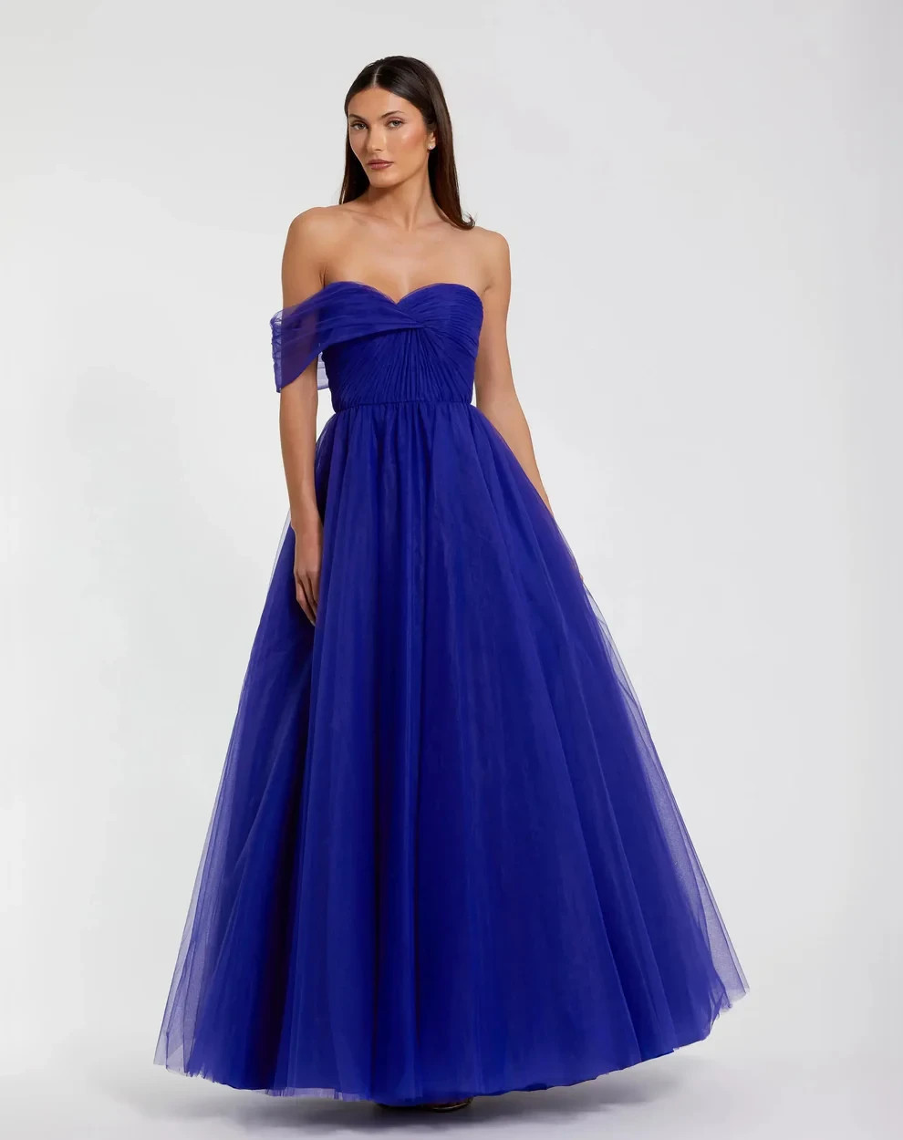 Mac Duggal One Side Off The Shoulder Bustier Ball Gown Sz 2 Cobalt Blue 68713