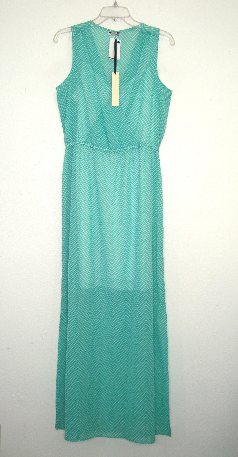 NEW Kut From The Kloth 2 Pc Maxi Dress Women Size M Chevron Print Semi Sheer