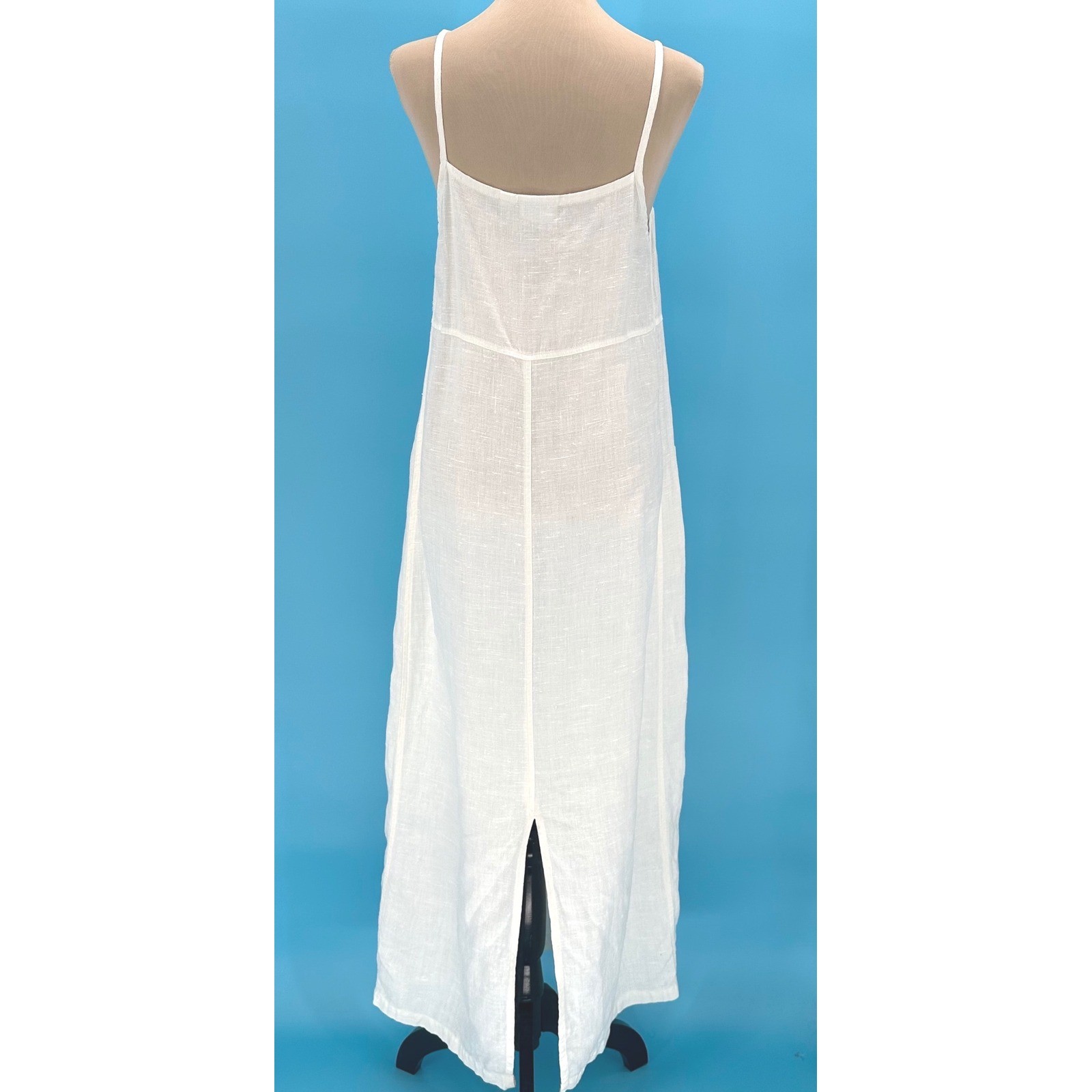 Chicos Design White Linen Oversized Maxi Dress Womens Size 0 S Minimalist Luxury