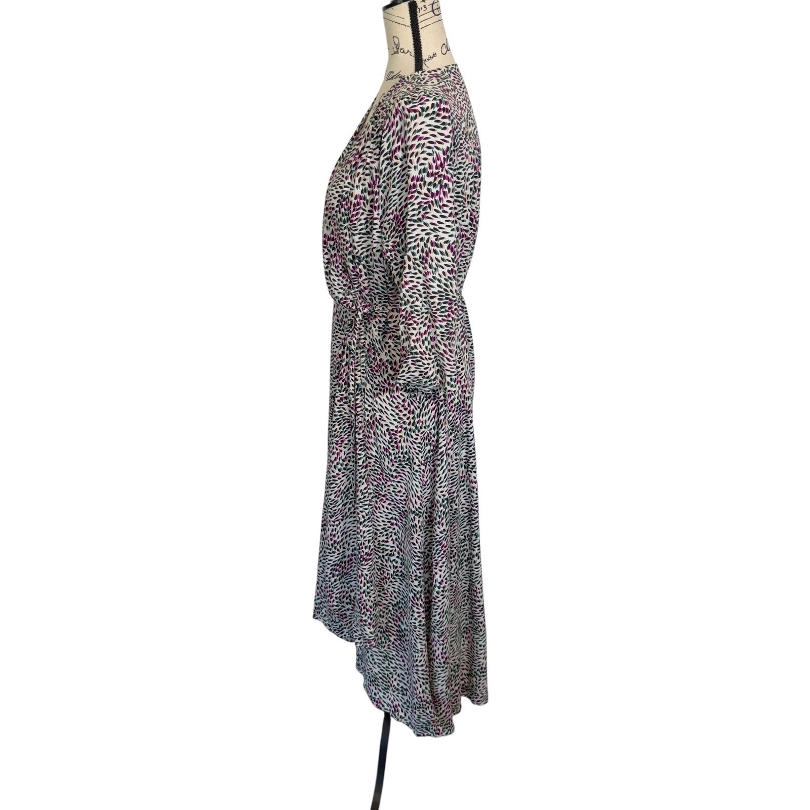Suncoo Paris Robe Cleo Abstract Leaf Print Wrap Midi Dress Multicolor T2/Medium