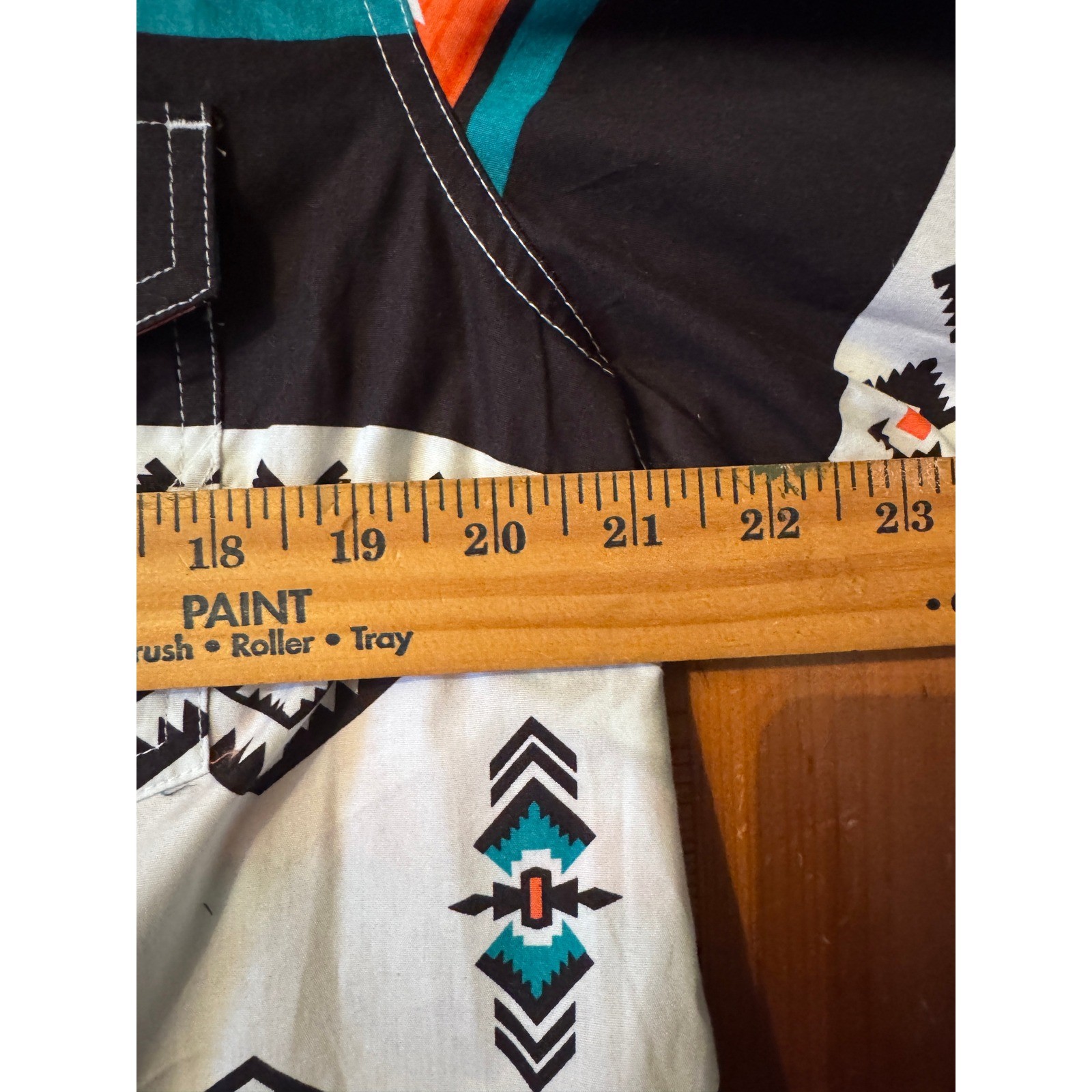 Wrangler Retro Southwestern Snap Front Western Shirt Dress Orange Teal L