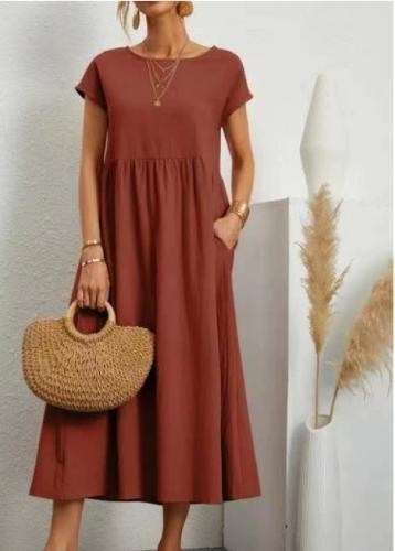 Holiday Sundress Short Sleeve Casual Loose Boho Floral Women Maxi Dress Ladies