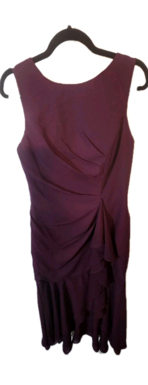 Stunning Plum Ruffle Chiffon Formal Gown – Mermaid Silhouette – Size 12 (L)
