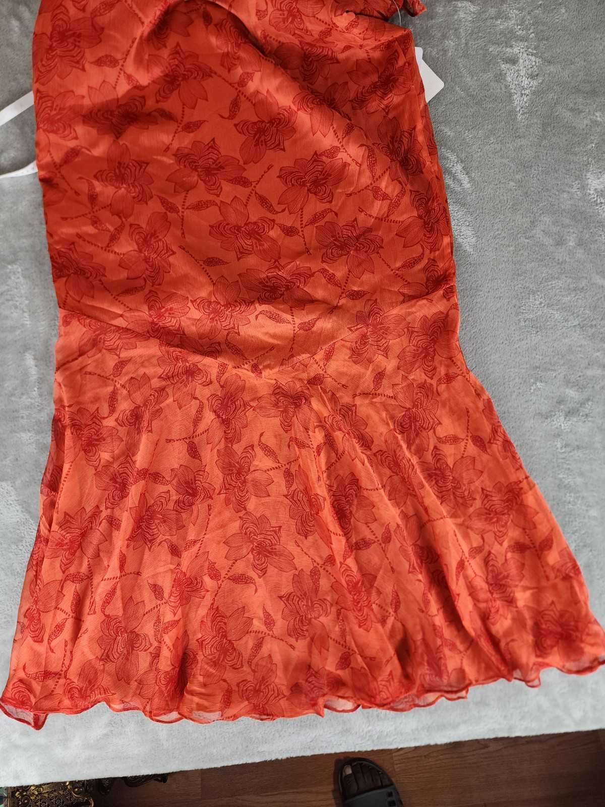 Azazie Atelier Amaria Orange Floral Ruffle Maxi Dress, Zip Closure, Women 10