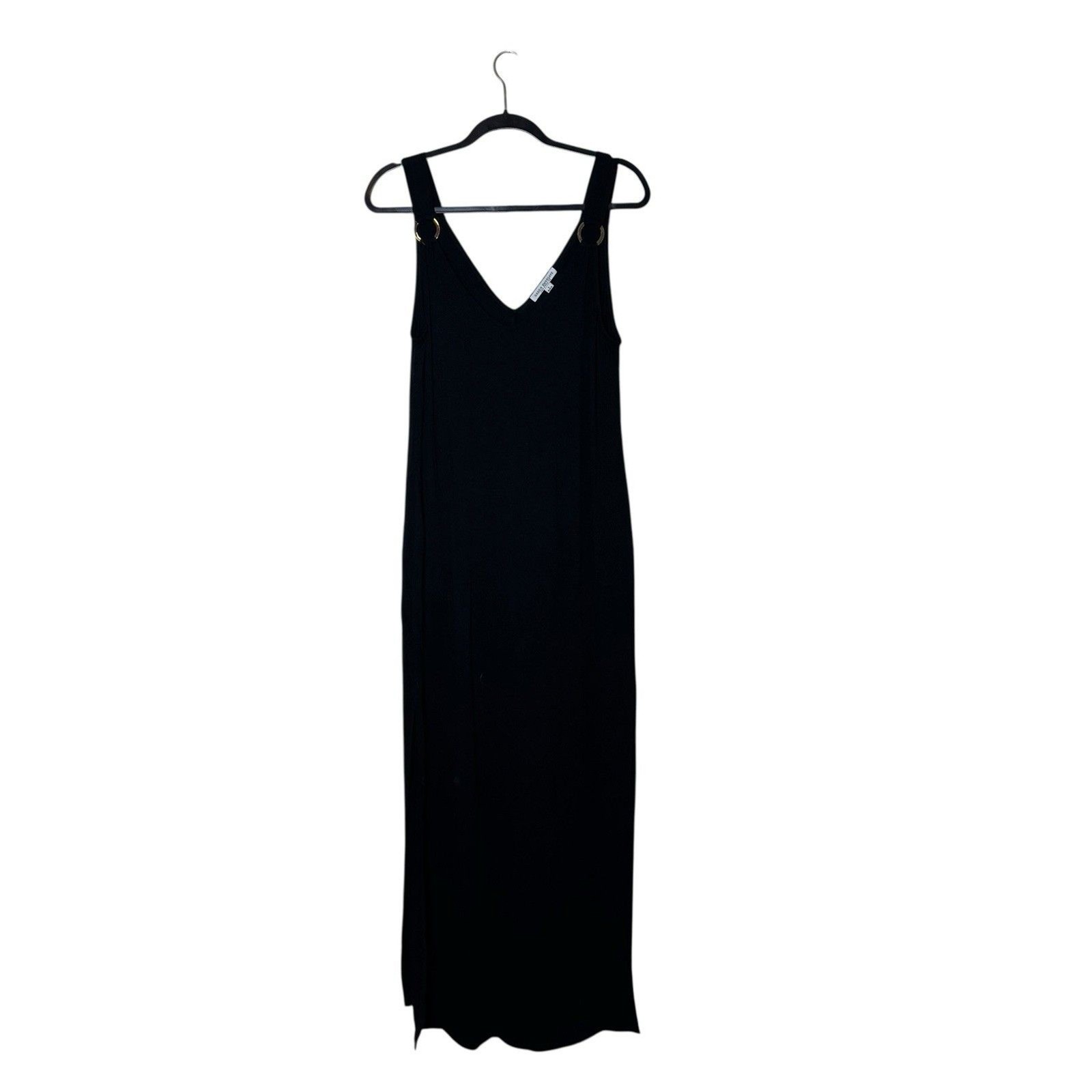 Green Envelope Los Angeles Black Maxi Dress Size L Gold Hardware Resortcore EUC