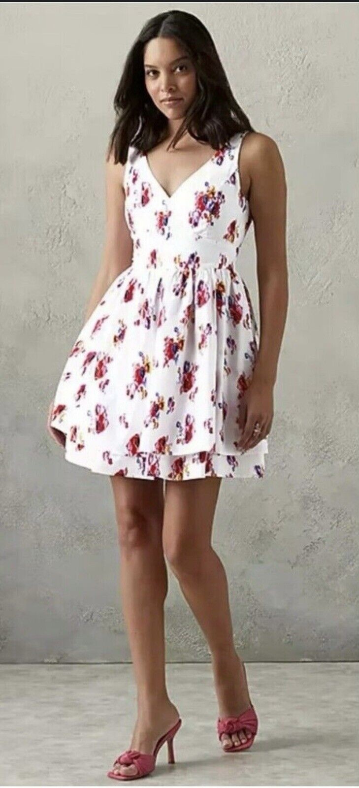 Prabal Gurung Sz 18W Sleeveless Floral Babydoll Dress Feminine Coquette Lined
