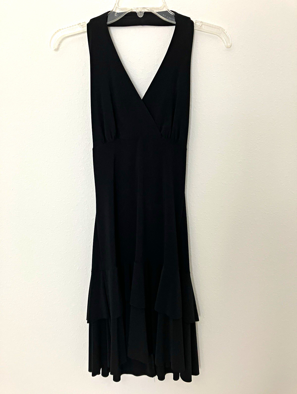 Lipstick Black Halter Dress Womens M Open Back Ruffle Hem Stretch Cocktail Y2K