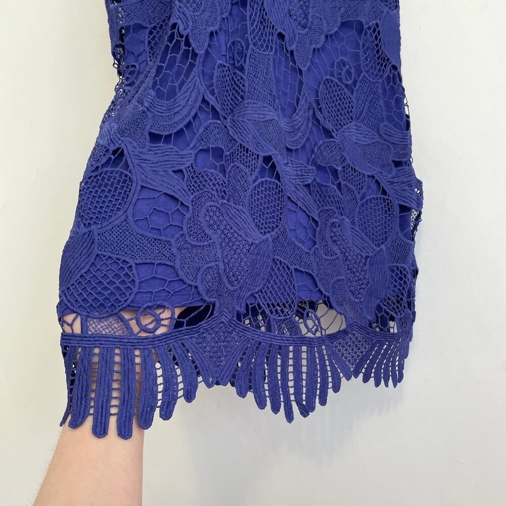 EXPRESS Crochet Trapeze V-Neck Mini Dress Indigo Purple / Blue Party 2016 Large