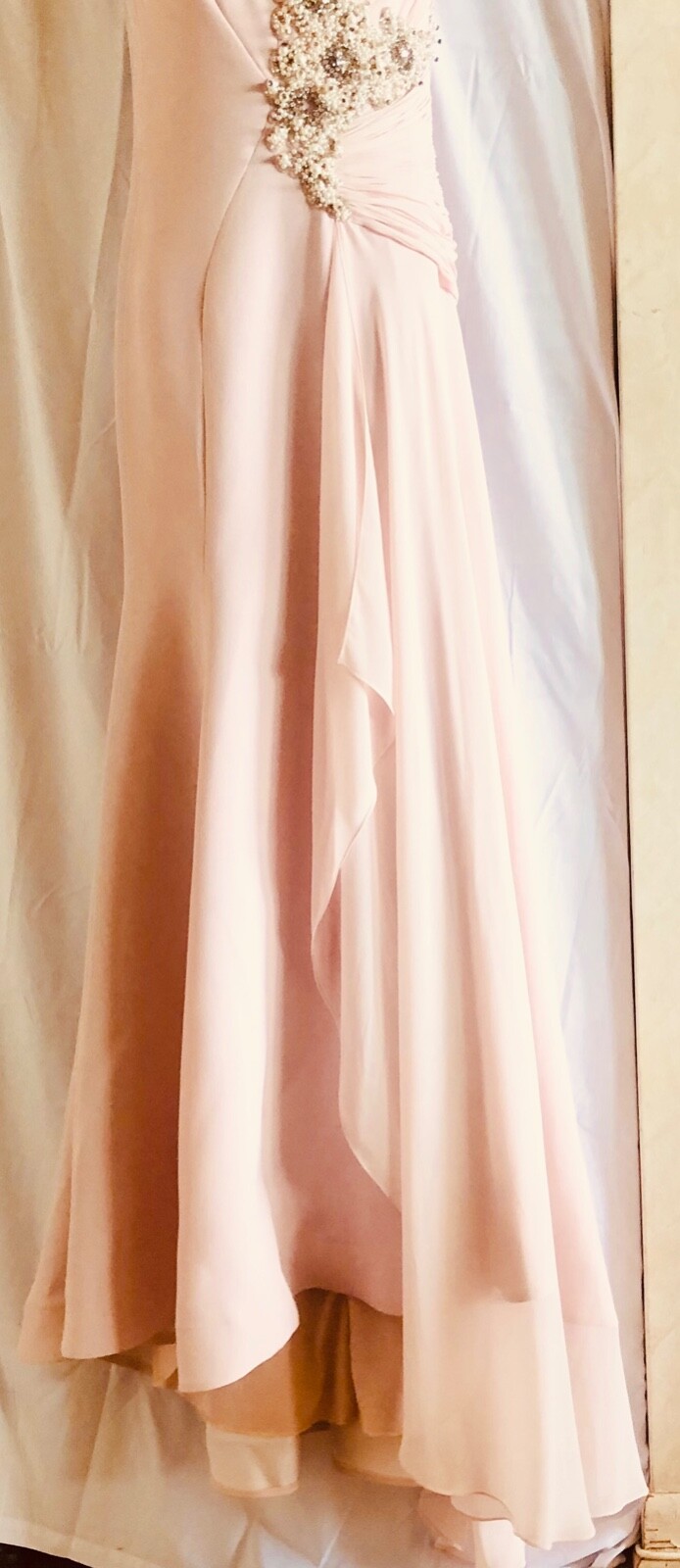 A-Line Gown Embellished Draped Contrast Layer /US6 IT42 S NWT