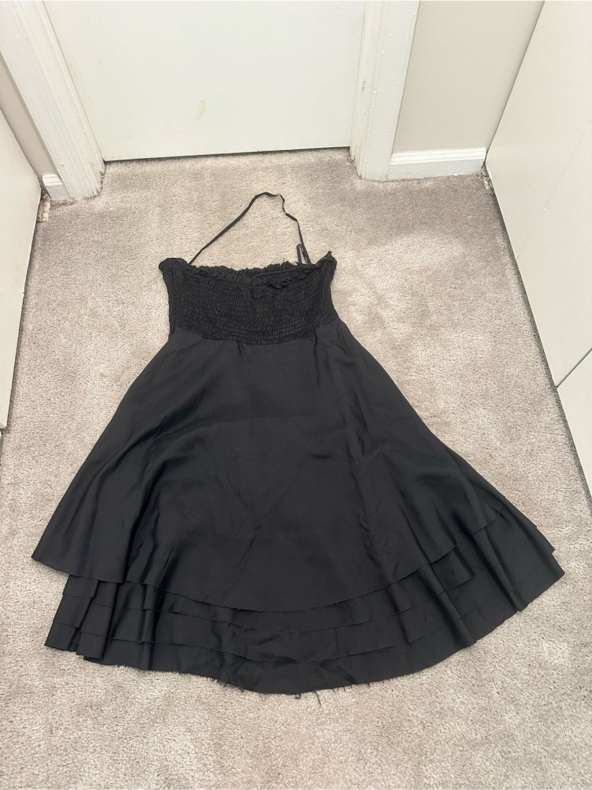 Betsey Johnson Vintage Smocked Halter Dress With Flower Detail Size Medium
