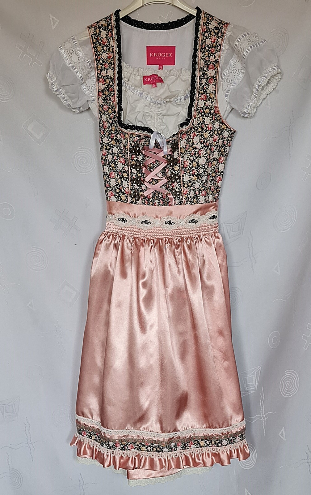 DRESS VINTAGE KRUGER TRACHTEN TYROL OKTOBERFEST DIRNDL WOMENS SET US 8 EU 36