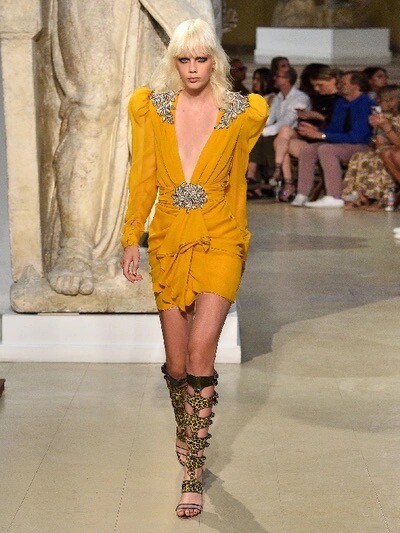 *DUNDAS* Dynasty Runway Embroidered Chiffon Mini Dress W/internal Bodysuit IT 40