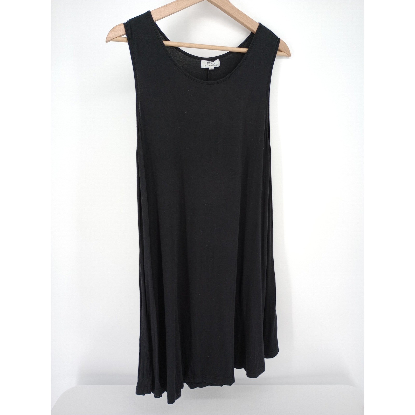Piko Dress Women S Black Sleeveless Bamboo Blend Swing Tunic D2316