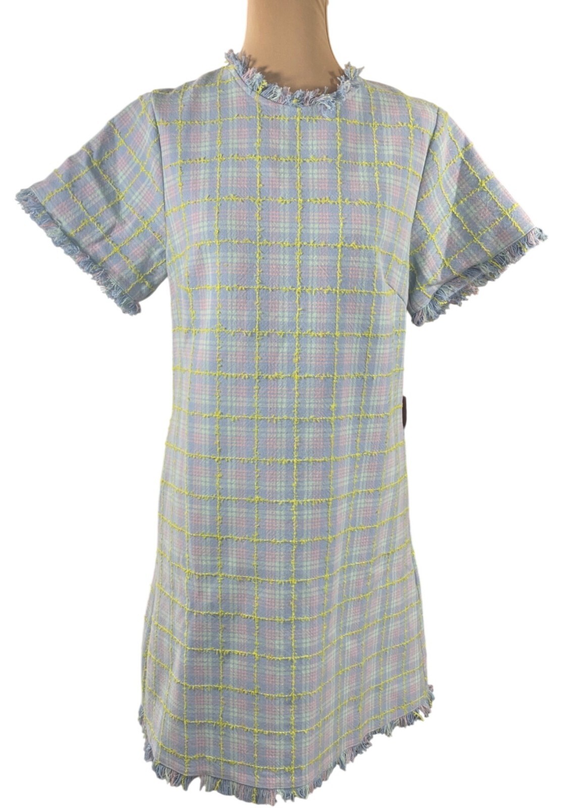 New Ivy City Co Reese Shift Dress in Periwinkle Blue M Medium Tweed