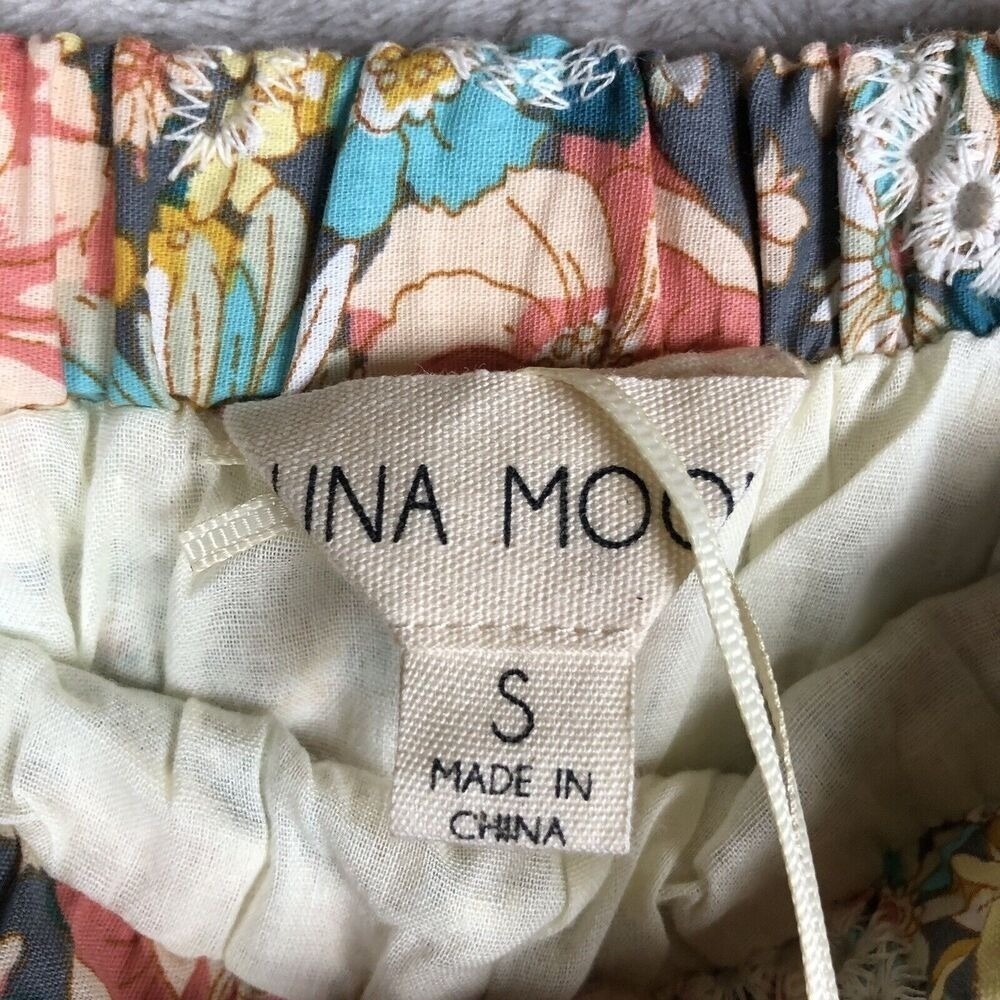 NWT LUNA MOON Top & Skirt Set Sz S Ruffle Floral Eyelet Crop Boho Fairy Cottage