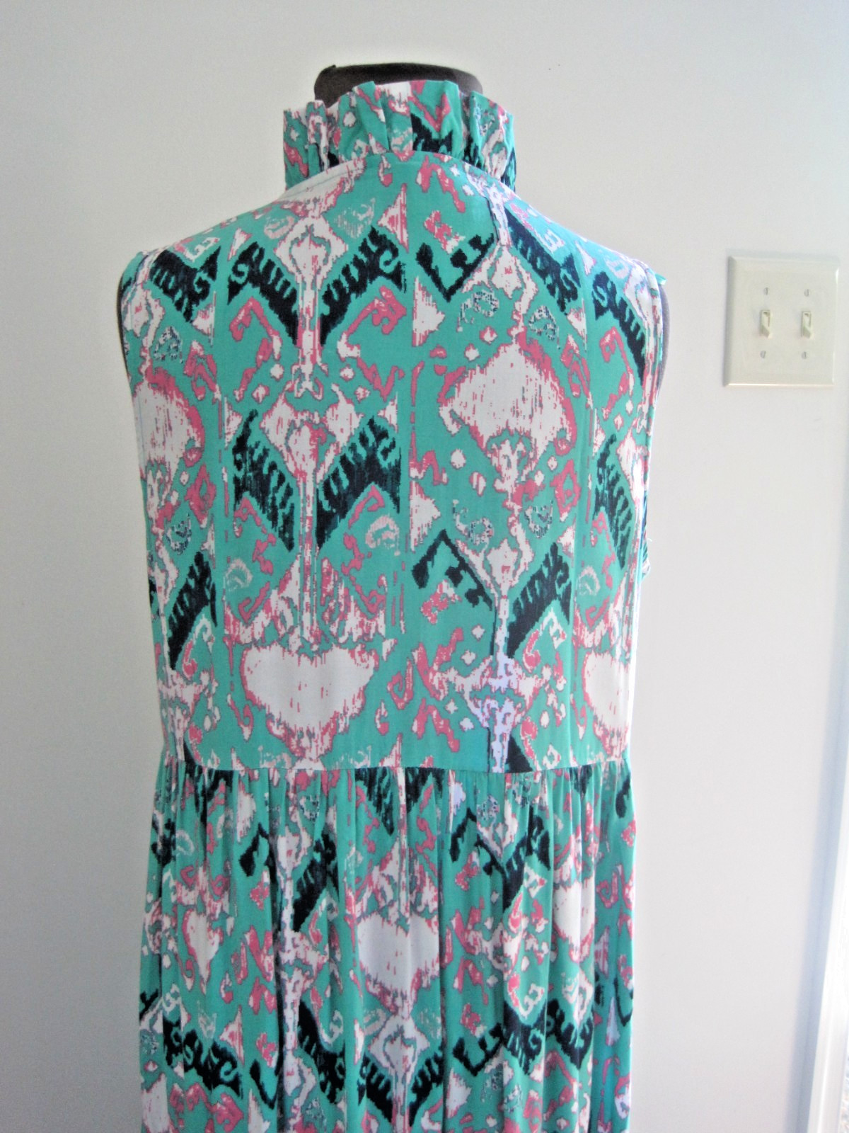 Crown & Ivy Sleeveless Tiered Turquoise Ruffled Beach Vacation Cruise Dress Sz M