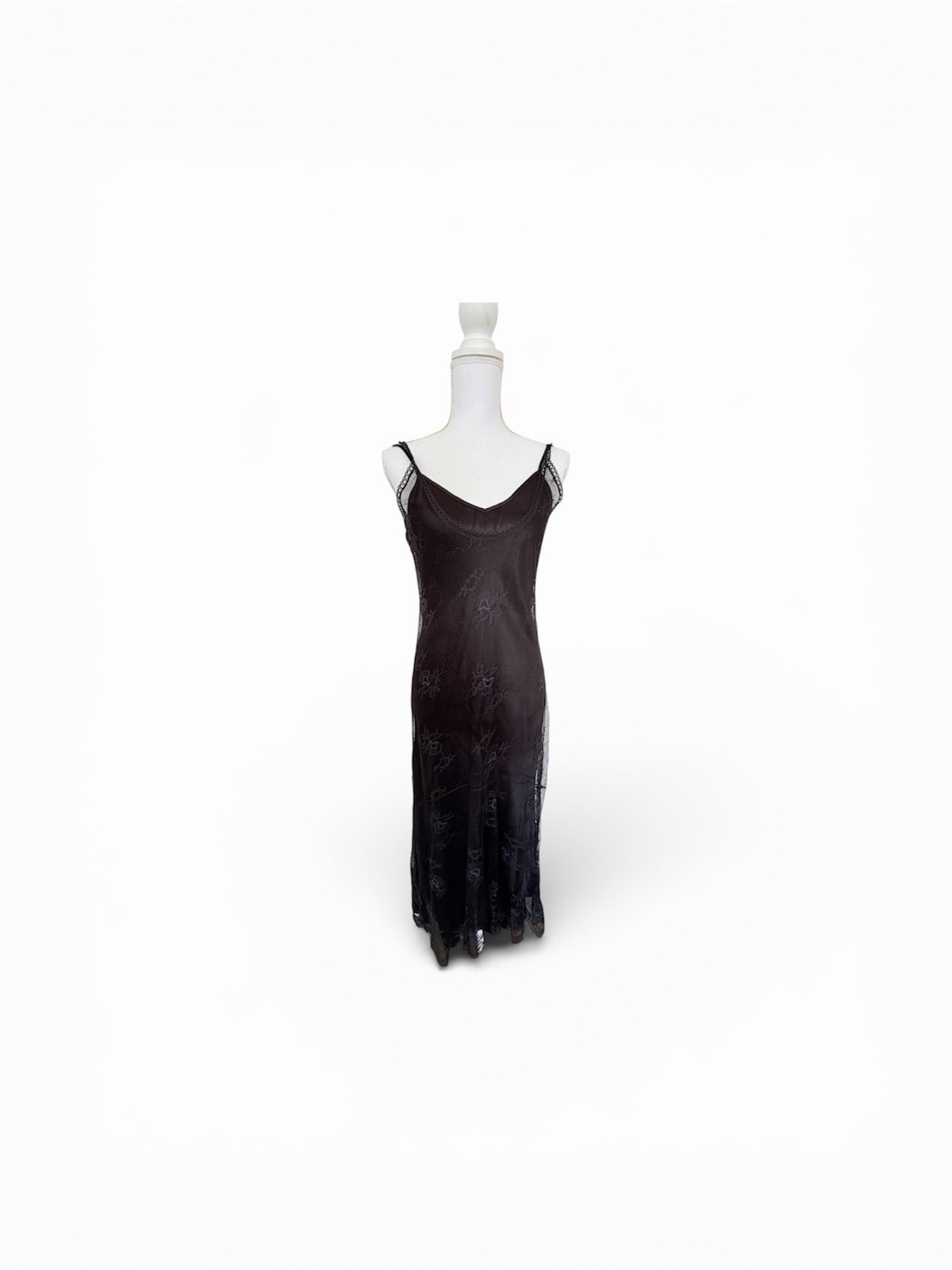 Vintage Max Studio 90s Whimsigoth Black Mesh Maxi Dress – Size M – MSSP
