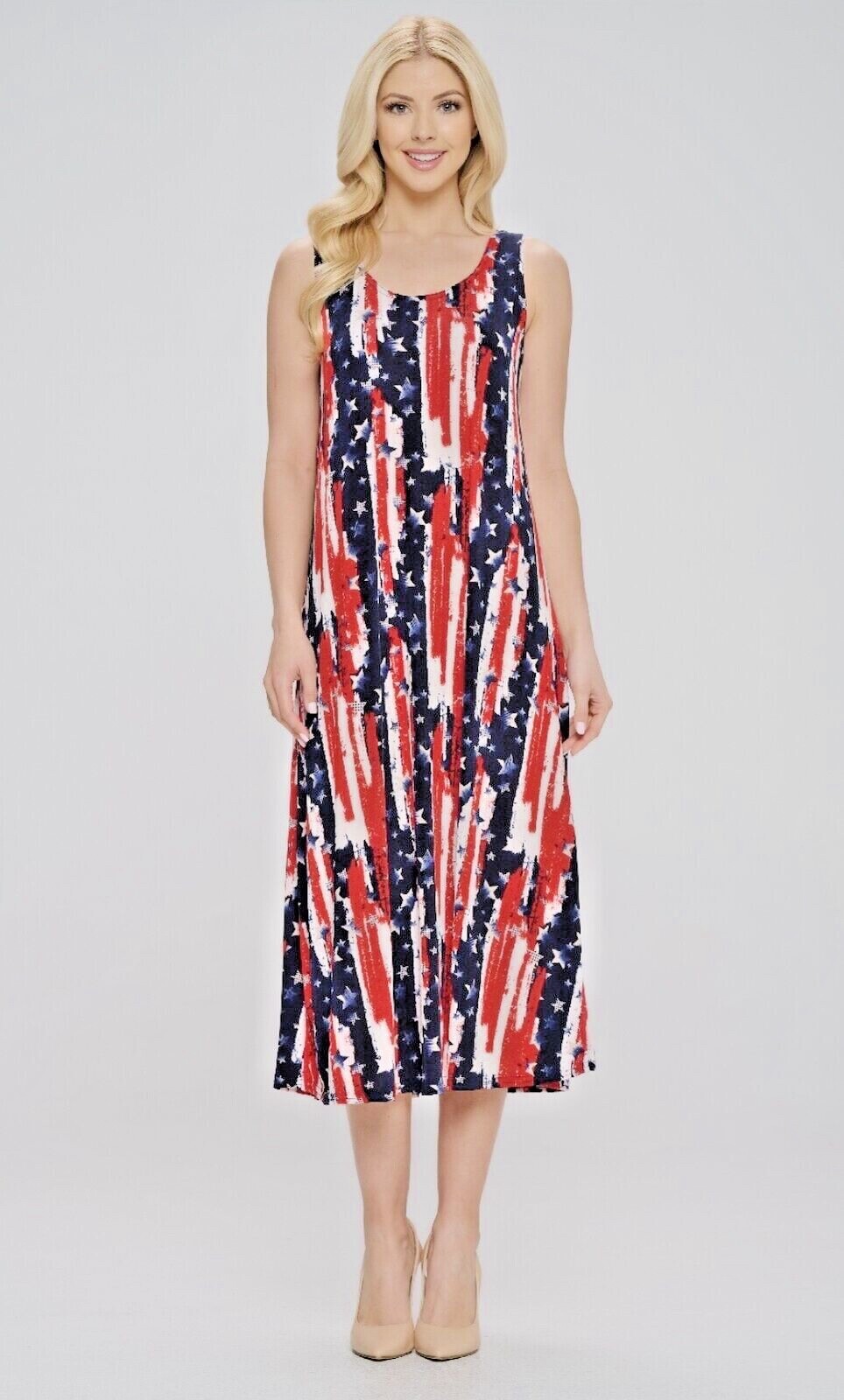 JOSTAR LONG TANK DRESS Stretch Poly Spandex Knit RED NAVY IVORY S M L XL 2X 3X