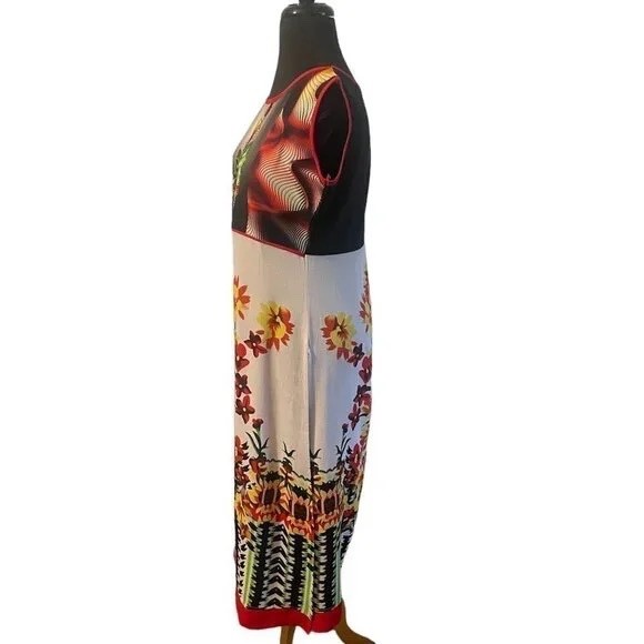 Artistic Multicolor Custom Jeweled Floral Women’s Orchids Side Slits Dress