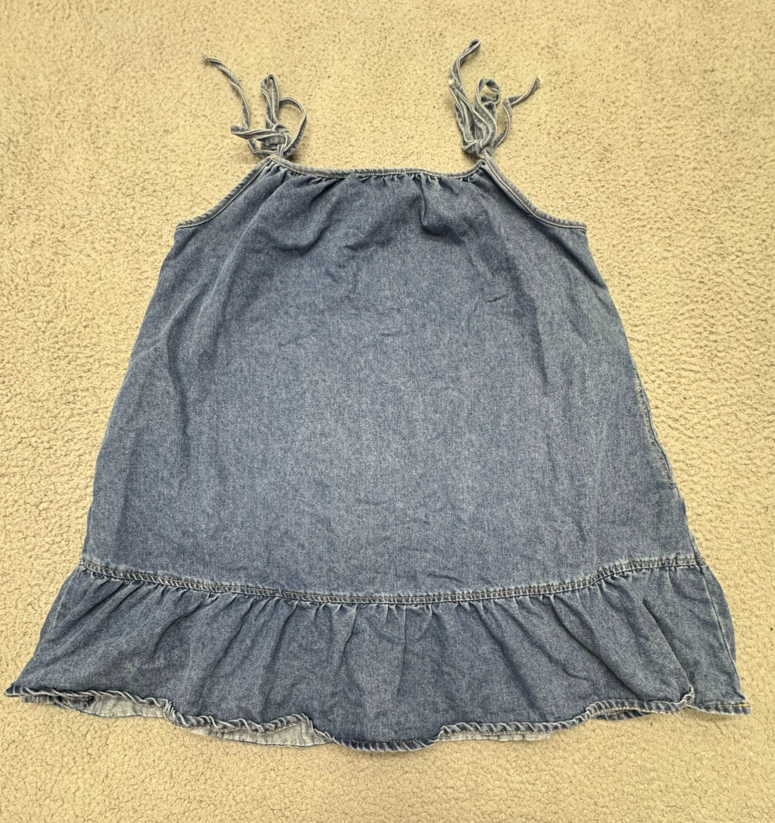 SheIn Blue Size 4 Tie Shoulder Ruffle Coastal Pockets Summer Mini Sundress