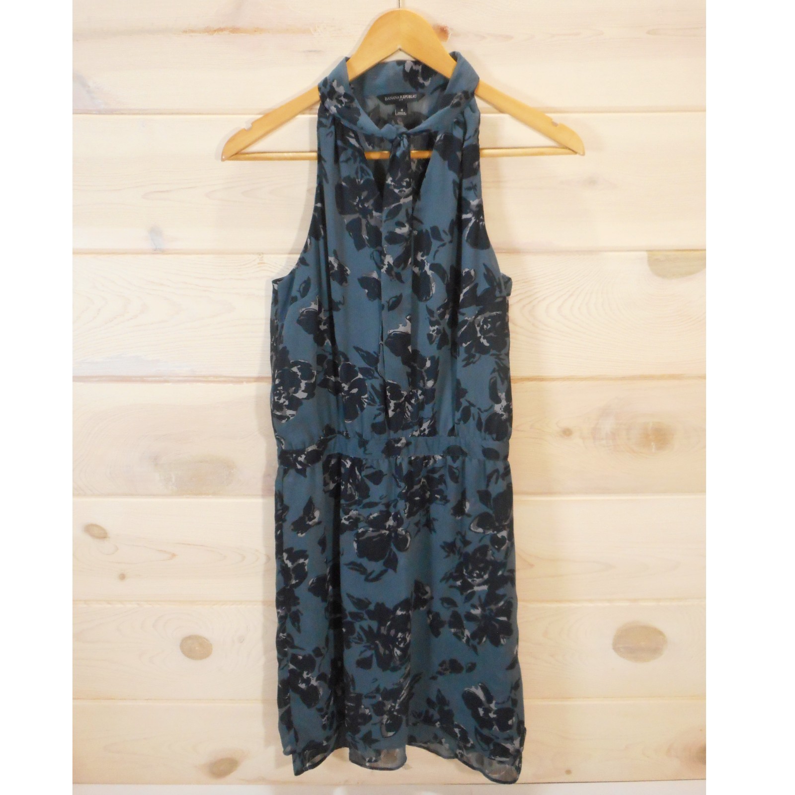 Banana Republic Women’s size 4 Sleeveless Dress Floral Neck-Tie Knee-Length