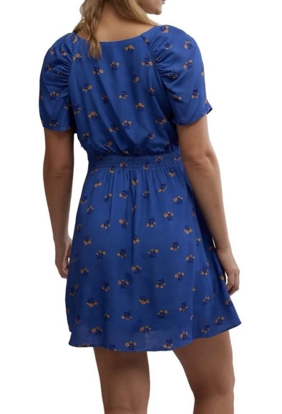 FREE PEOPLE Everyone’s Favorite Minidress Floral Blue Combo Women’s Large EUC